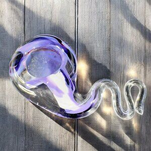 Vintage Hofgut Sternen Studio Art Glass Votive Candle Holder Swirl Shape Decor